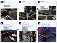 Bureau de jeu motorisé réglable en hauteur et extensible avec panneau métallique, table d'ordinateur OEM ODM pour configuration PC