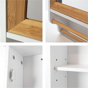 Phòng tắm hiện đại Treo tường treo Gương tủ Vanity với gương và khăn <span class=keywords><strong>Rack</strong></span>, Kệ điều chỉnh chiều cao - Product Image 6