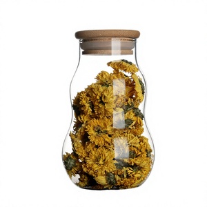 Pot de conservation alimentaire portable en verre transparent de 500 ml, forme de calebasse, soufflé à la main, avec couvercle en liège, compatible micro-ondes, pour cuisine moderne - Product Image 4