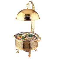 Plat à réchaud de luxe doré avec couvercle roulant en acier inoxydable et cadre en fer, pour buffet de mariage, modèle MTX50, pour services de traiteur, direct usine