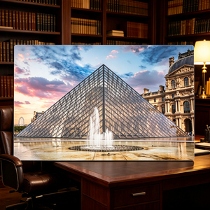<span class=keywords><strong>Art</strong></span> mural métallique moderne et emblématique de la vue nocturne de Paris avec la Pyramide du <span class=keywords><strong>Louvre</strong></span> pour un salon élégant - Product Image 5