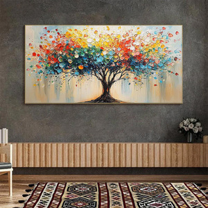 Minimalist Rainbow Burst Textured Impasto Tree of Life Framed Oil Painting Abstract Artwork Large Art Canvas Home Hotel Decor - Product Image 5