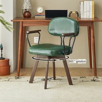 Chaise de bureau ergonomique minimaliste, convertible, réglable en hauteur, dossier pivotant, cuir PU, cadre en bois et acier, pour la maison/la chambre