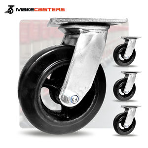 Hochleistungs-Lenk rollen Schwenkbare Lenk rollen aus Gusseisen Industrie gummi Schwarz Große Stahl-Metall rollen 4 5 6 <span class=keywords><strong>8</strong></span> Zoll - Product Image 1