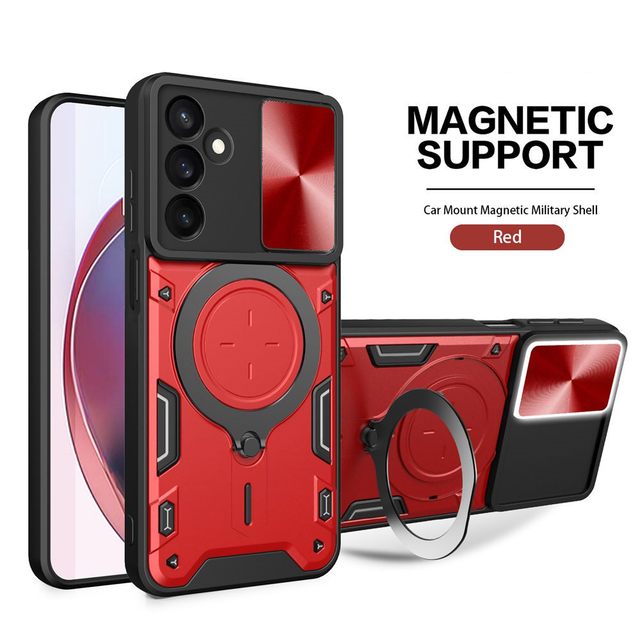 Slide Camera Armor Phone Case for Samsung Galaxy M15 F15 A06 M35 M55 A55 A25 A35 4G A15 M34 5G Protection Stands Kickstand Cover