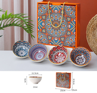 Portable 4.5 pouces bohême Style cuisine porcelaine riz bols réutilisables de qualité alimentaire turc en céramique soupe nouilles bols ensemble