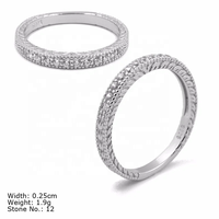 Ensemble de bagues empilables pour femmes en argent sterling 925 avec zircone cubique de 2,5 mm, demi-alliance de mariage pour la mariée