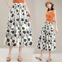 Jupe longue blanche fluide pour femme, imprimée intégralement, avec poches, taille haute élastique, style étagé en A, design de marque, prix direct usine
