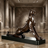 Sculpture de léopard en bronze massif sur mesure - Art animalier classique personnalisé, fabriqué sur commande