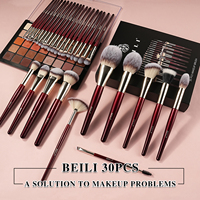 Ensemble de pinceaux de maquillage végétaliens professionnels de luxe 30 pièces marque privée fond de teint en poudre synthétique douce ensemble de pinceaux de mélange maquillage