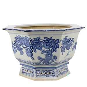 RZAJ18 <span class=keywords><strong>Maceta</strong></span> de ocho lados azul y blanca con <span class=keywords><strong>maceta</strong></span> de cerámica de diseño de murciélagos y melocotones - Product Image 1