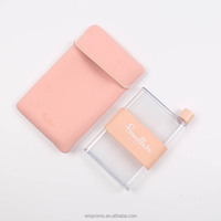 Bouteille d'eau portable en plastique avec couvercle, 380 ml, écologique, réutilisable, avec carnet de notes A5 rose créatif et mignon, personnalisable OEM/ODM