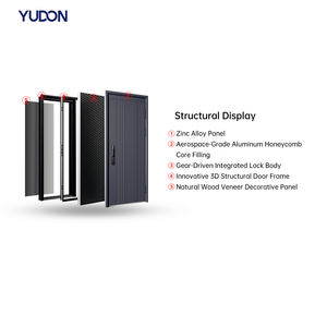 Portes d'entrée modernes YUDON DOOR personnalisées en alliage <span class=keywords><strong>de</strong></span> <span class=keywords><strong>zinc</strong></span> ignifuge <span class=keywords><strong>de</strong></span> haute qualité pour appartements <span class=keywords><strong>de</strong></span> luxe, utilisation extérieure - insonorisées, étanches - Product Image 3