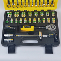 Jeu de clés à cliquet en acier CR-V de 38 pièces, clés à douille combinées, kit de clés dynamométriques pour réparation automobile, garage, entretien automobile, bricolage, réparation industrielle