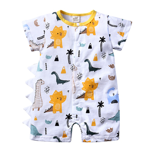 Ropa de Algodón Personalizada para Bebés Recién Nacidos, Mamelucos de Manga Corta con Estampados de Dinosaurios y Palmeras, Ropa de Verano para Bebés Recién Nacidos al por Mayor - Product Image 4