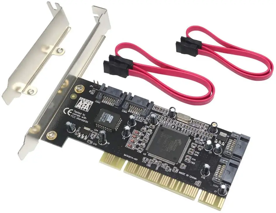 4 יציאות PCI SATA Raid בקר פנימי הרחבת כרטיס עם 2 Sata כבלים, PCI כדי SATA מתאם ממיר