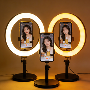 Anneau lumineux avec support de disque et base circulaire robuste 22 pouces, 3 modes de couleur réglables pour créateurs de contenu et influenceurs, télécommande - Product Image 4