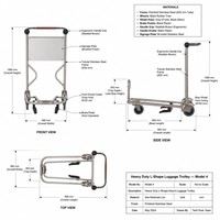 Carro de equipaje de plataforma de acero inoxidable de tres ruedas de alta resistencia Pingfang, carrito de mano de gran capacidad para aeropuertos, fábrica OEM