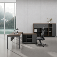 Bureau d'ordinateur en forme de L OEM avec tiroirs de rangement, bureau de direction en bois pour manager