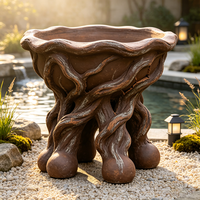 Jardinière rustique en résine torsadée imitation racine d'arbre, faite et peinte à la main, pot de fleurs sculpté à la racine, style antique vieilli, surélevé, pour jardin vintage