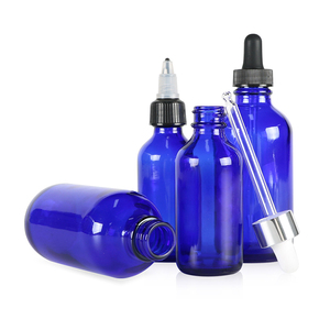 Bouteille en verre bleu Boston en gros, pot personnalisé, emballage pharmaceutique pour produits de santé avec compte-gouttes et bouchon à vis - Product Image 1