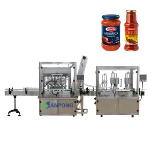 Fábrica Personalizável pistão pode frasco de molho de pimenta alho em pasta de tomate máquina de enchimento de enchimento automático com misturador