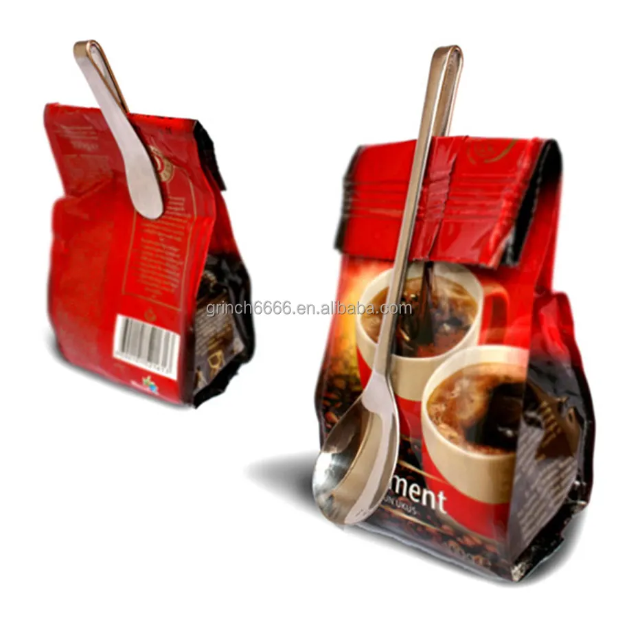 Clip et café cuillère magique Clips caféine accro cuillère intelligente cuillère à café en acier inoxydable avec clip de sac