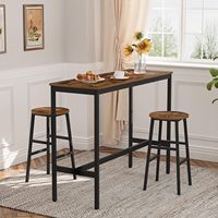 Ensemble de 2 tabourets de bar modernes en métal et MDF avec repose-pieds, design durable, pour cuisine, salle à manger, salon, chambre, style rustique marron, pour bar à domicile ou hôtel