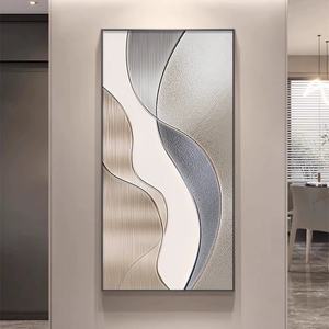 Peinture murale d'entrée à motif géométrique moderne, personnalisable en usine, décoration intérieure, peinture en porcelaine cristalline avec éclairage LED - Product Image 6