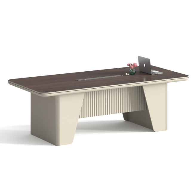 Large Conference Table with Cable Management Box - Modern Wood Design for Executive Meetings