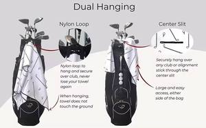 Serviette de nettoyage pour balle de golf <span class=keywords><strong>Zippa</strong></span> blanche gaufrée en microfibre à double suspension Serviette de golf à impression personnalisée - Product Image 3