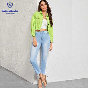 Nouveau design personnalisé lavis <span class=keywords><strong>vert</strong></span> à manches longues femmes veste en <span class=keywords><strong>jean</strong></span> - Product Image 5