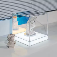 Présentoir rotatif carré en acrylique pour bijoux et chaussures, boîte transparente sur mesure, éclairée, de luxe léger, pour magasin spécialisé