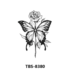 Autocollant de tatouage temporaire noir motif fleur, papillon, <span class=keywords><strong>serpent</strong></span>, style personnalisé, vente directe usine pour hommes et femmes - Product Image 2