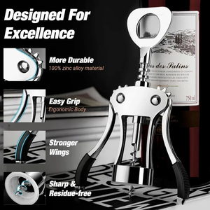 Sacacorchos de Acero Inoxidable al por Mayor, Tipo Ala Ah-So de Dos Puntas para Vino Tinto, Abridor de Botellas, Amigo del Camarero - Product Image 2