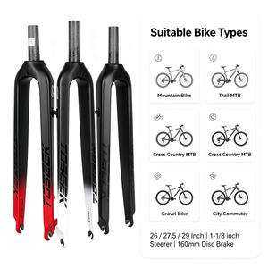 Horquilla Rígida para Bicicleta de Montaña TOSEEK, de Carbono Resistente, 26/27.5/29 Pulgadas, 9*100mm, Liberación Rápida, Freno de Disco, Repuesto para MTB - Product Image 6
