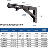 Support triangulaire pliable en acier inoxydable pour meubles avec support d'étagère Billy, vente chaude