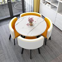 Ensemble de table à manger ronde de bonne qualité, petit ensemble de table à manger, salon moderne, 4 places, meubles de maison, métal, fer, marbre, 50 pièces