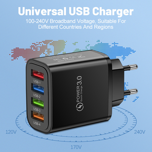 3.1A ที่ชาร์จติดผนัง US EU UK QC3.0 4USB ที่ชาร์จสำหรับเดินทาง การชาร์จอุปกรณ์หลายเครื่องเหมาะสำหรับโทรศัพท์มือถือ หูฟัง พาวเวอร์ - Product Image 4