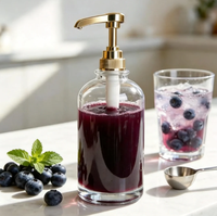 Ensemble de pompes distributrices de sirop dorées 28/400, bouteille en verre de 500 ml, pompes de 5 cc, 8 cc, 10 cc pour café, sirop, boissons, distribution de liquides