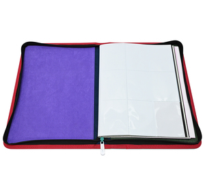 <span class=keywords><strong>Classeur</strong></span> de cartes arc-en-ciel personnalisable en cuir texturé diamanté avec pages intérieures vibrantes et fermeture éclair métallique - Product Image 4