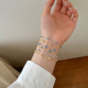 Dylam Unique Design S925 Silver Rhodium 18K Gold Plated Link Chain Dailey Dress up Synthetic <b>Opal</b> Stone Women Jewelry <b>Bracelets</b> - Product Image 5