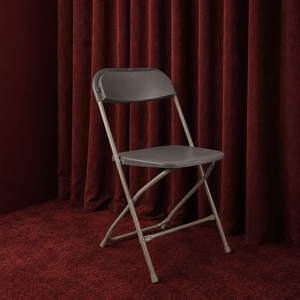 Chaise pliante en plastique à dossier plat, moderne, confortable, portable, légère et durable, grise, pour l'école et les activités extérieures au parc - Product Image 1