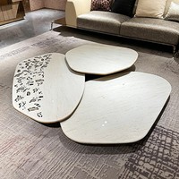 Table à thé italienne légère de luxe et créative en marbre naturel imprimé léopard moderne et simple pour villa meubles