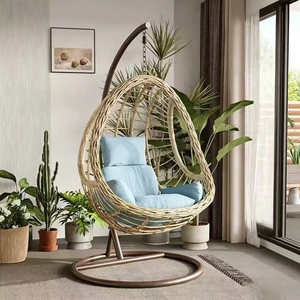 Sillón Colgante Doble Tipo Cesta de Mimbre, Cama Colgante para Balcón, Cuna de Ocio para Patio, Nido de Pájaro para Exterior e Interior - Product Image 4