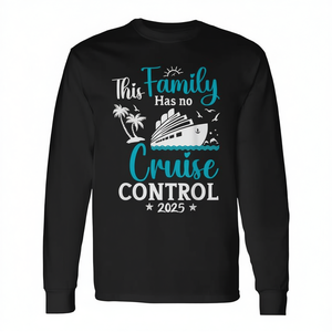 T-shirt unisexe à manches longues et col rond pour adultes, motif « Cette famille n'a pas de régulateur de vitesse 2025 », idéal pour les réunions de famille et les fêtes - Product Image 2