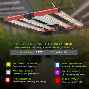 AGLEX 240W interior espectro completo luz roja lejana para plantas de flores vegetales LM281B cuerpo de aluminio IP65 floración crecimiento de plantas - Product Image 2