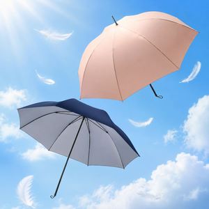 Parapluie à long manche en fibre de carbone ultra-légère avec logo personnalisé, 175g, revêtement doré, tissu 30D, pour cadeau d'affaires ou de voyage - Product Image 1