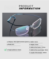Meilleurs produits de vente 2025 mode carré sans monture en alliage de titane Ultra-élastique unisexe lunettes montures