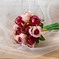 Diskon besar bunga sutra buatan tangan antik buket mawar buatan dekoratif pernikahan untuk Hari Valentine dan Thanksgiving